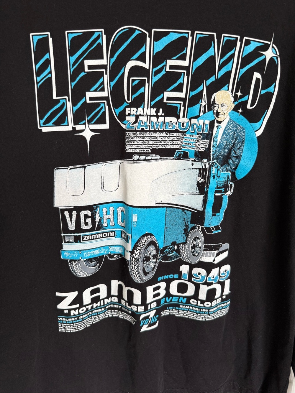 Zamboni 'Legend' Graphic Long Sleeve Tee - Black with Blue Accents
